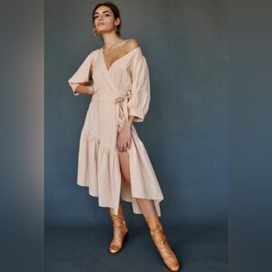 Free People Summer Don’t Mind If I Do MIDI Dress, size Medium Peach Color